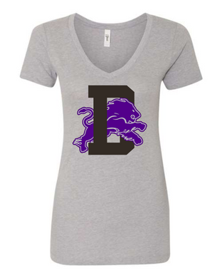 Dryden Football 2023 Ladies V Neck Grey