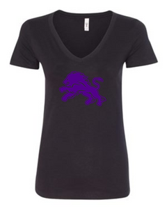 Ladies V-Neck Black-1 Color Logo