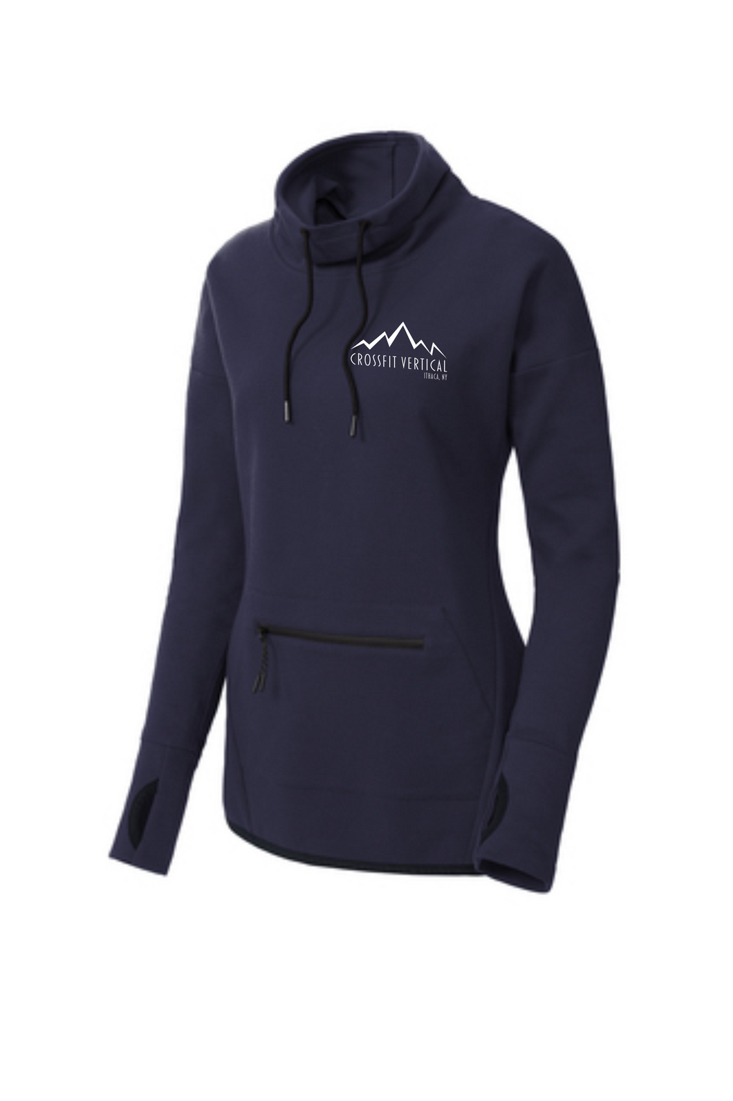 Ladies Sport Tek Navy Cowl Neck Pullover